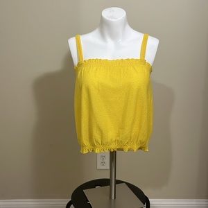 Express Yellow Smocked Bubble Tank Top